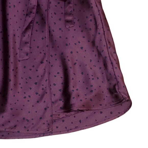 NWT ABERCROMBIE & FITCH Plum Polka Dot Faux Wrap Satin Mini Skirt - Picture 3 of 10